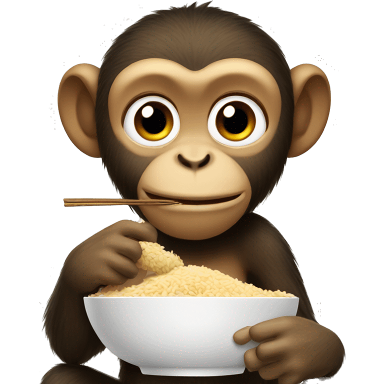 Monkey eating rice emoji