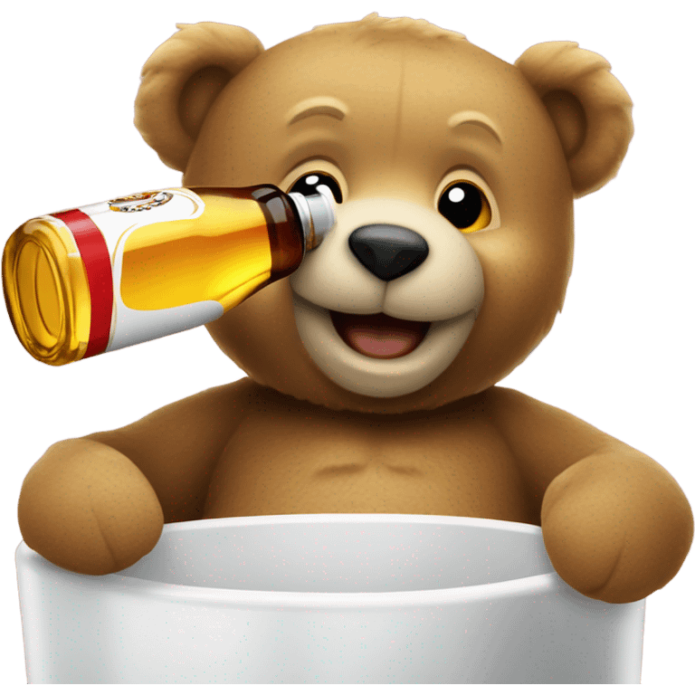 Teddy bear drinking Stella Artois beer emoji