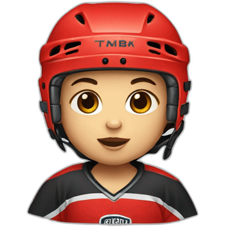 baby hockey player wearing red emoji