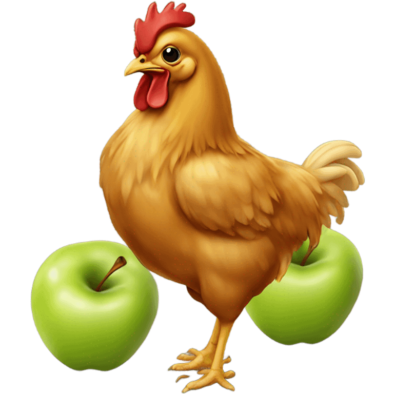 Chicken eating apples emoji