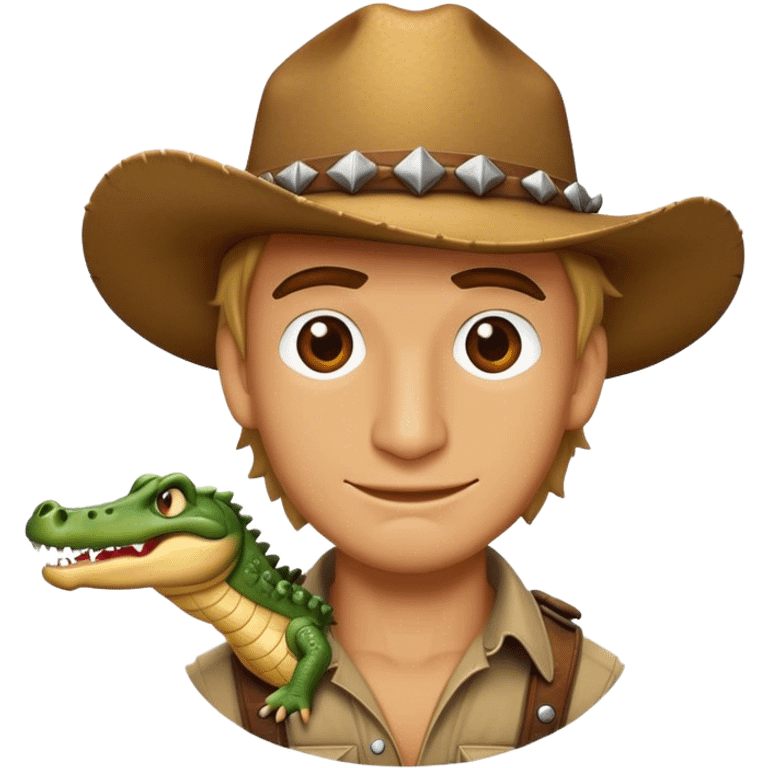 Cinematic Realistic Crocodile Dundee Pop Culture Emoji, depicted with rugged charm and adventurous spirit rendered with lifelike detail and cinematic lighting. emoji