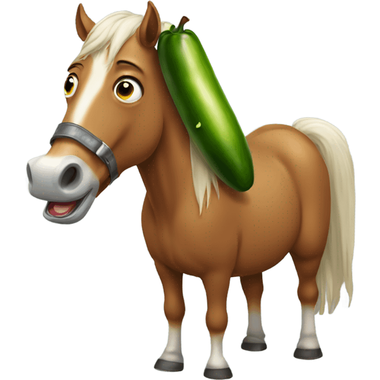 a horse crying holding a pickle  emoji