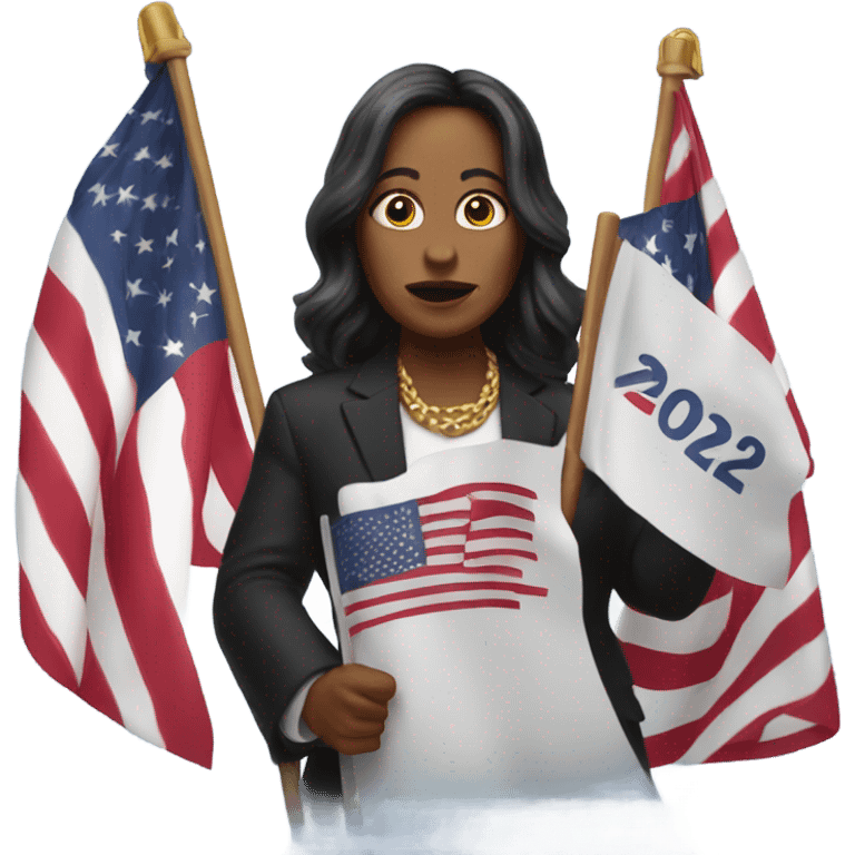 Kamala holding a trump 2024 flag emoji