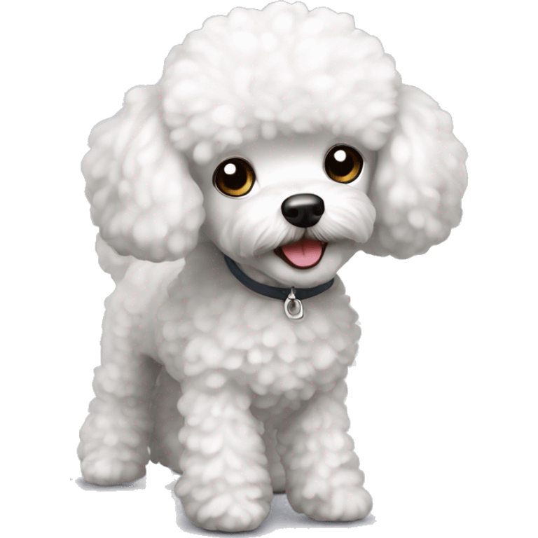 toy poodle dog small. white fur. emoji