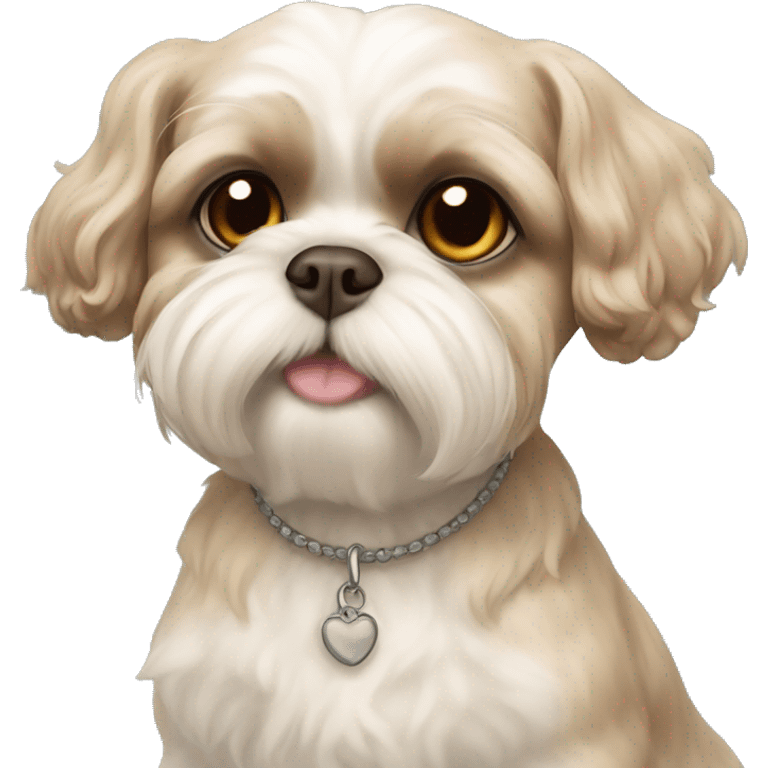 Beige shih tzu with beige Devon Rex cat  emoji