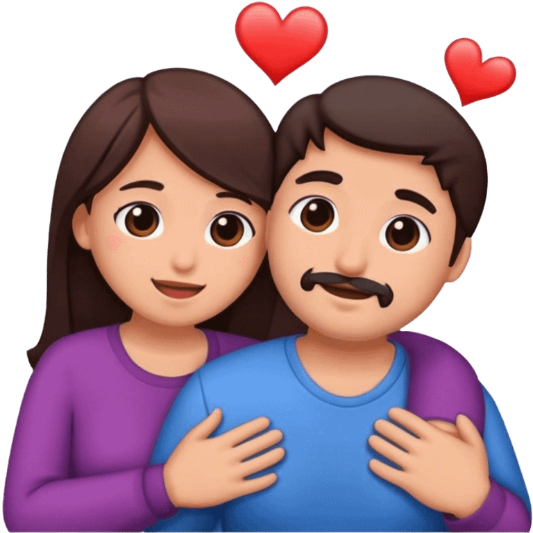 Abrazo hombre y mujer morenos emoji