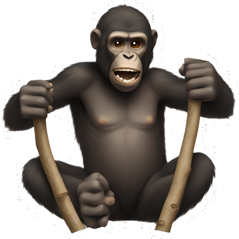 ape hands trying to break a bundle of sticks emoji