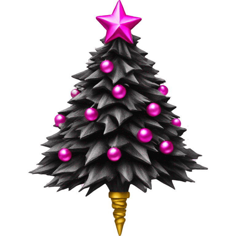 Realistic isolated black and pink metallic christmas tree topper. emoji