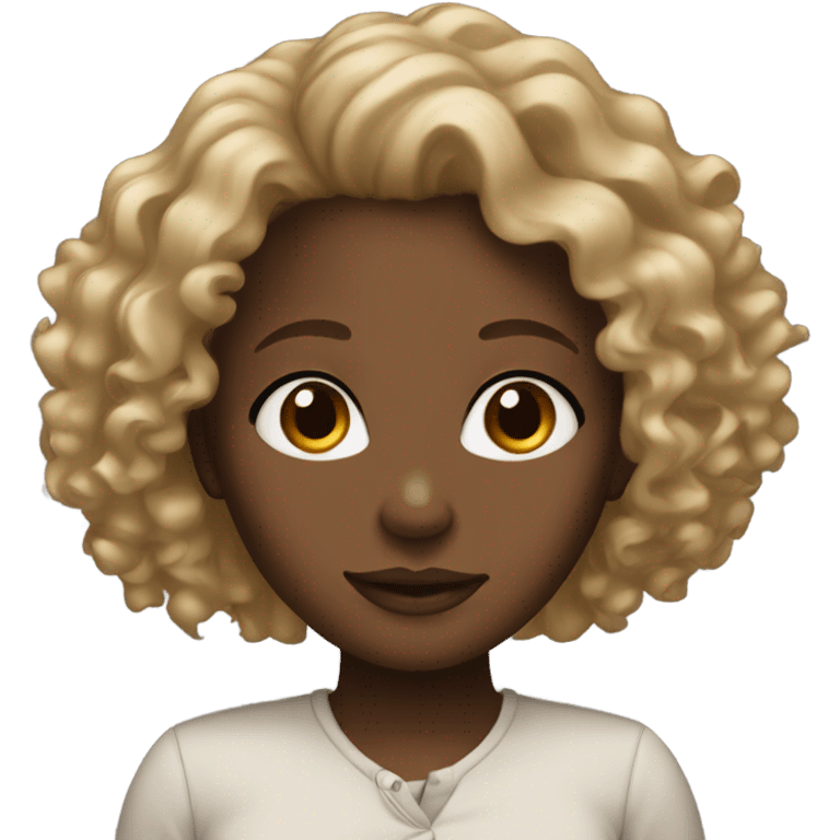 A black girl with curly blonde and brown hair emoji