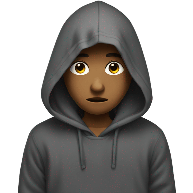 Sad face with hoody emoji