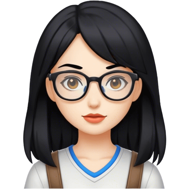 gamer girl with black hair and glasses emoji