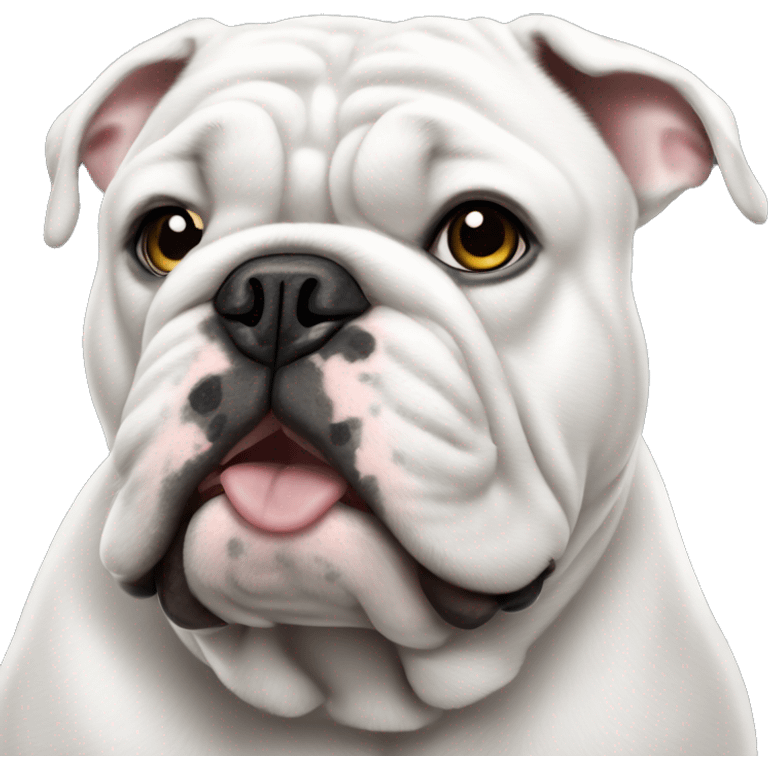 English bulldog white, speckled ears emoji