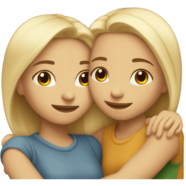 Two girls light skin girls hugging  emoji