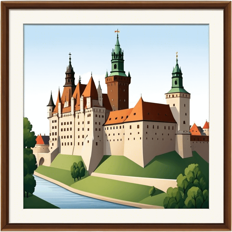 Cinematic Realistic Wawel Castle Landmark Emoji, depicted with the historic royal castle rendered with intricate detail and dramatic, majestic lighting. emoji