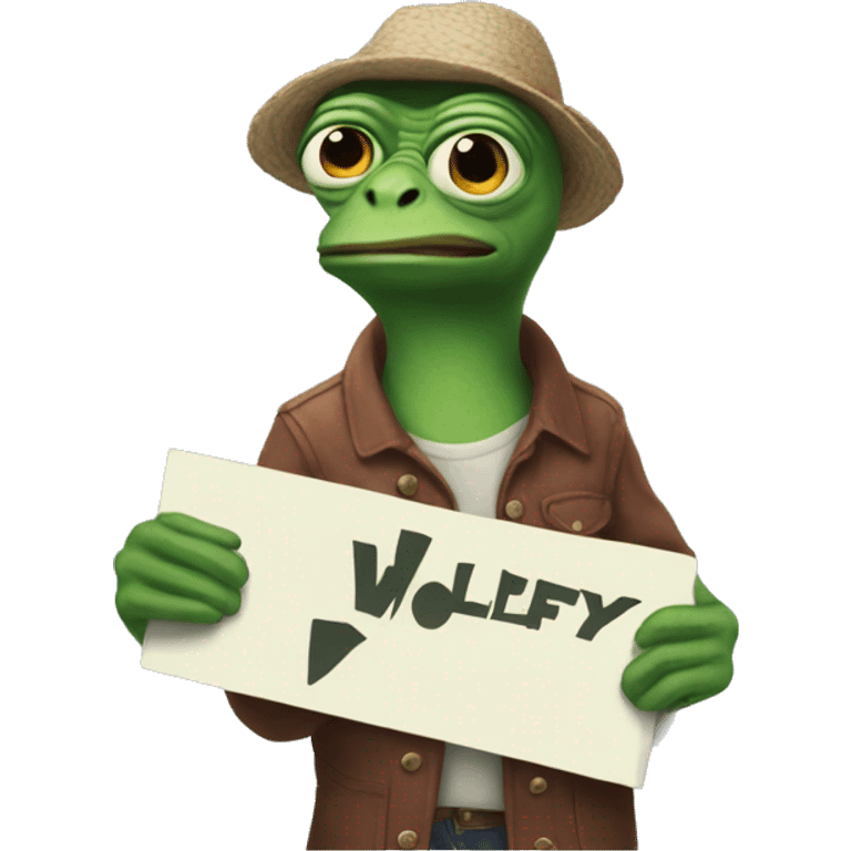 pepe holding a sign that reads Wolfy's Fault  emoji