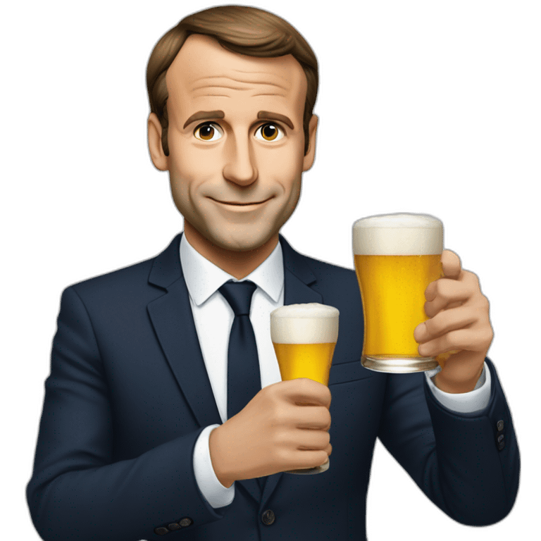 Macron qui boit une bière emoji