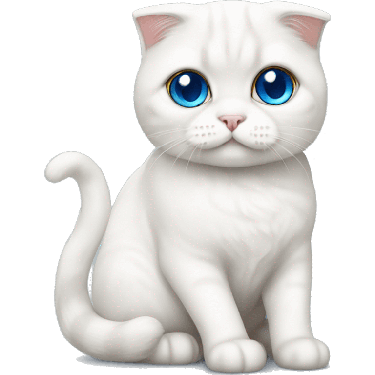 Scottish fold white cat with blue eyes  emoji