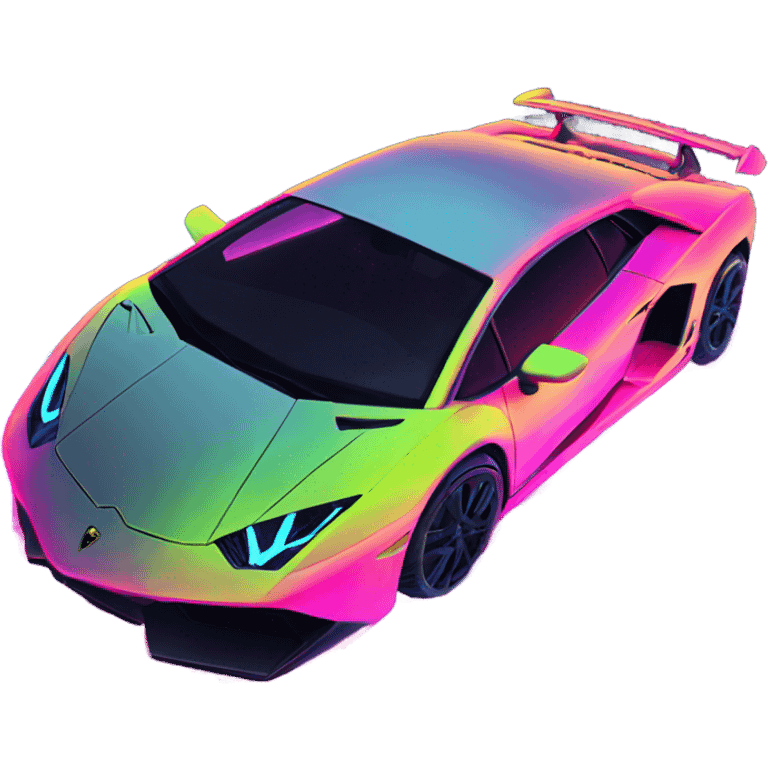 neon Lamborghini with cyber punk emoji