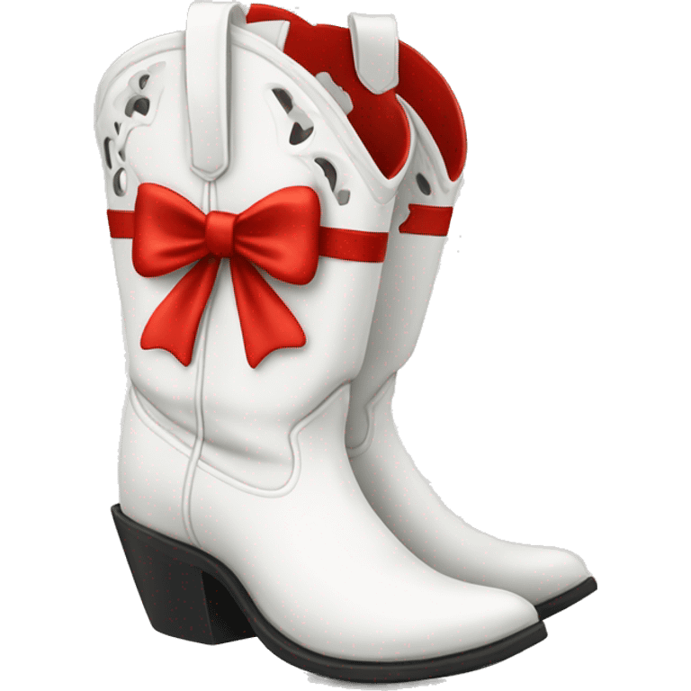 White Cowgirl boots with red bow emoji