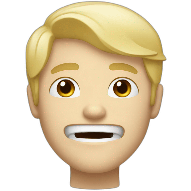 A man with white skin and blond hair, winking, crying and smiling emoji