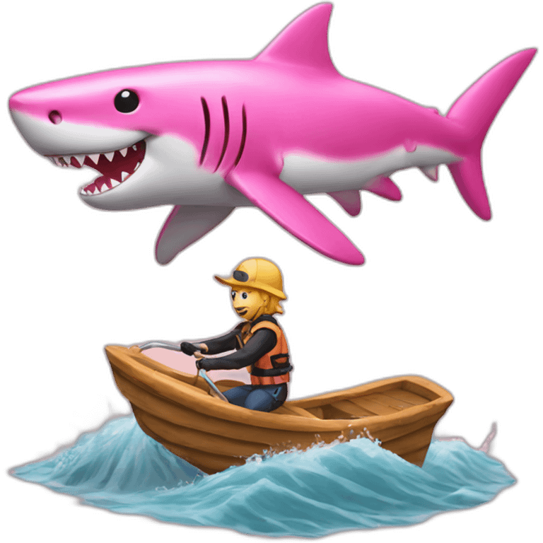 Pink Shark riding tiger emoji