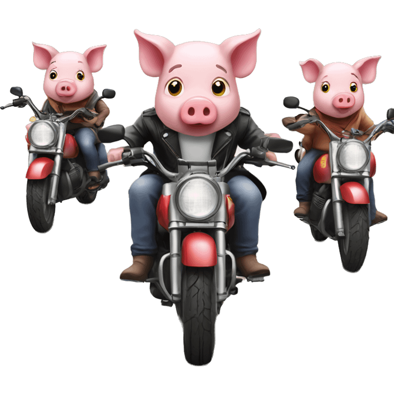 Four pigs on four motorcycles  emoji