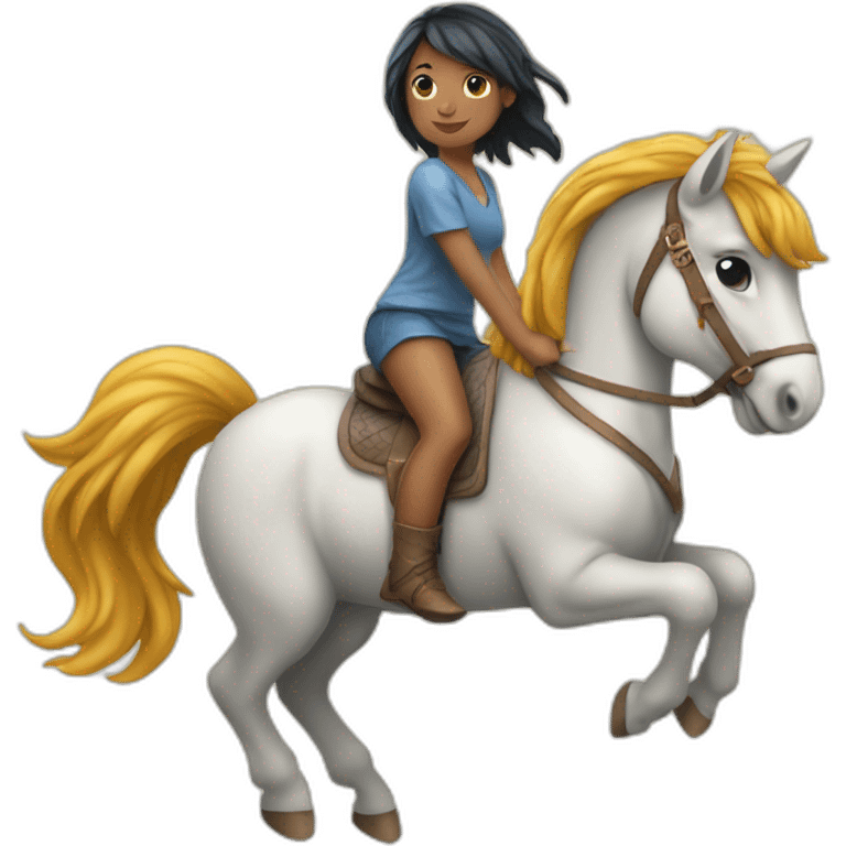 Fille sur une licorne emoji