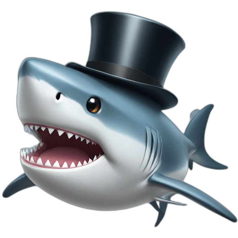 Shark with a top hat emoji