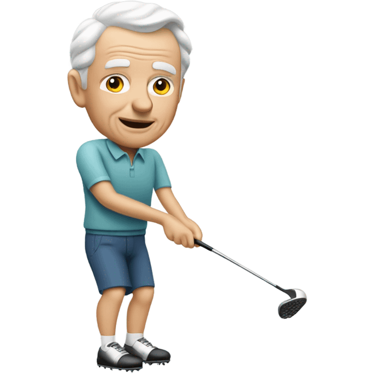 Elderly white male no facial hair playing golf emoji