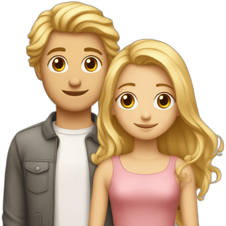 Amoureux un garçon au cheveux blond et une fille au cheveux brun emoji