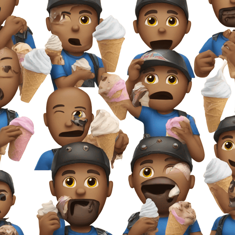 A biker eating ice cream  emoji