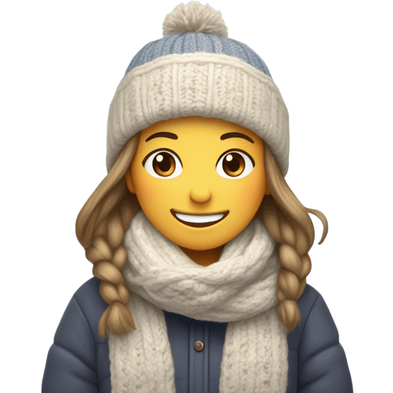 smiling girl in winter snow emoji