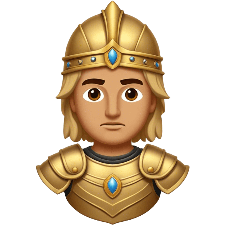 Cinematic Realistic Alexander the Great Portrait Emoji, depicted as a bold, charismatic ancient conqueror in regal armor with a commanding gaze, rendered with lifelike textures and dramatic heroic lighting that captures his legendary ambition. emoji