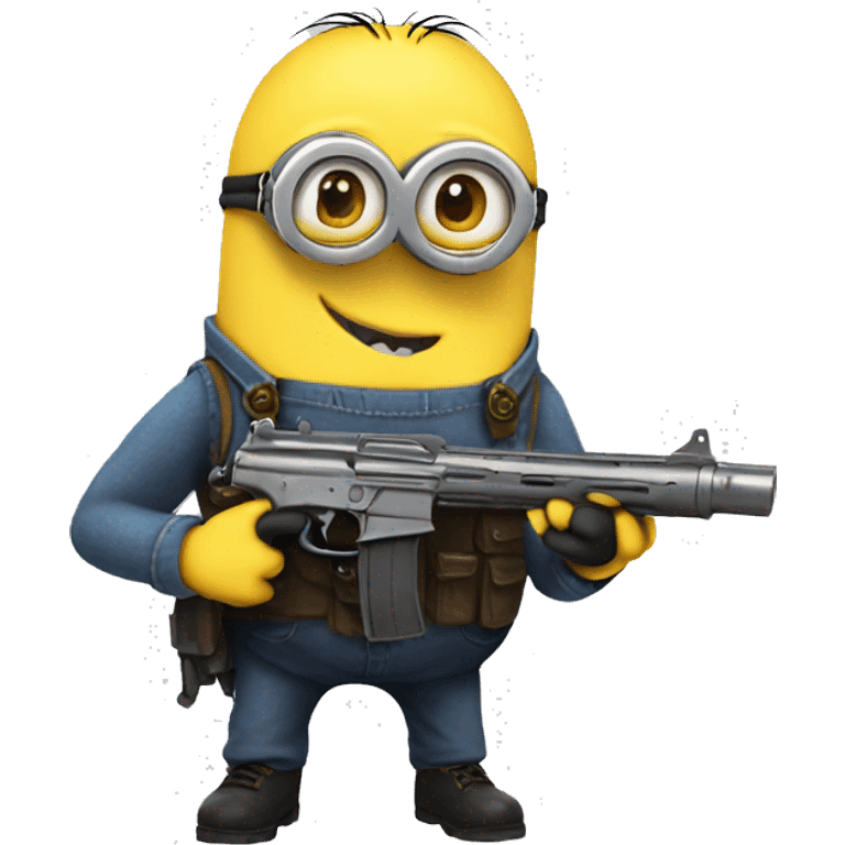 A minion with a gun emoji