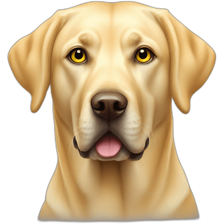 a yellow labrador with honey eyes with a tennis ball in the mouth emoji