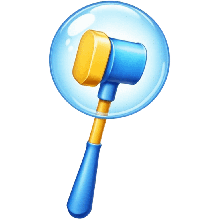 hammer item, props, game casual, stylized, yellow blue color, bubble style emoji