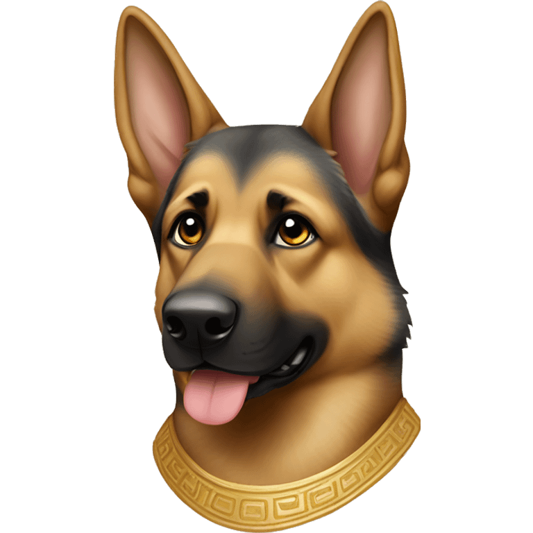 German shepherd dressed as Greek goddess emoji