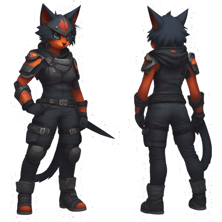 Edgy Shy Anthro Warrior cool pretty dark Litten-Pokémon-cat-fursona-animal techwear emoji