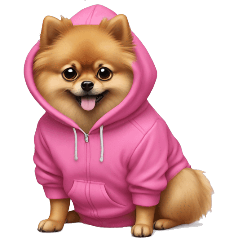 pomeranian shpits with pink hoodie  emoji