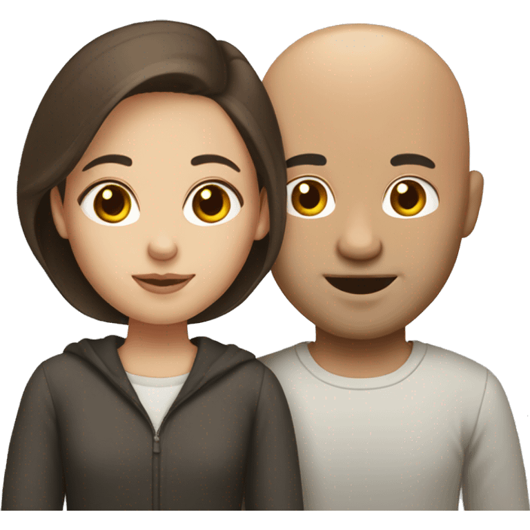 Bbrown Bald guy and girl with dark brown hair emoji