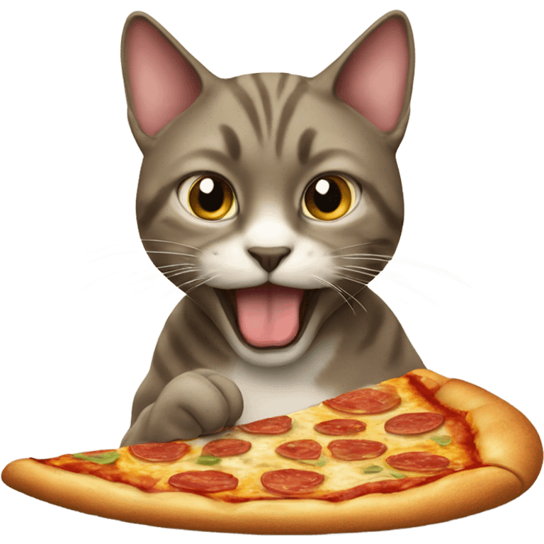 Cat eating pizza emoji