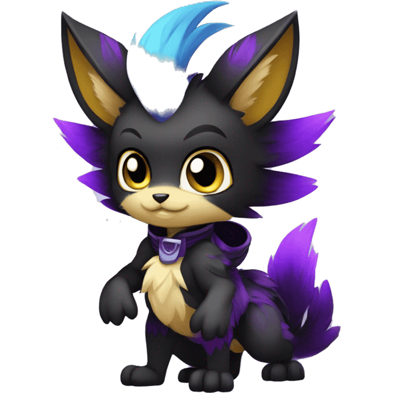 Anthro-Edgy-Cool-Black-Purple-Contrast-Colors-Fantasy-Fur-Sona-Chibi-Shiny-Fakémon-Hybrid full body emoji