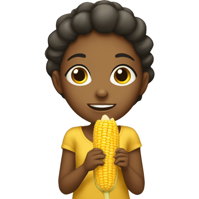 Brown girl eating corn  emoji