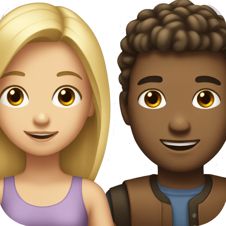 Brunette girl and blond guy  emoji