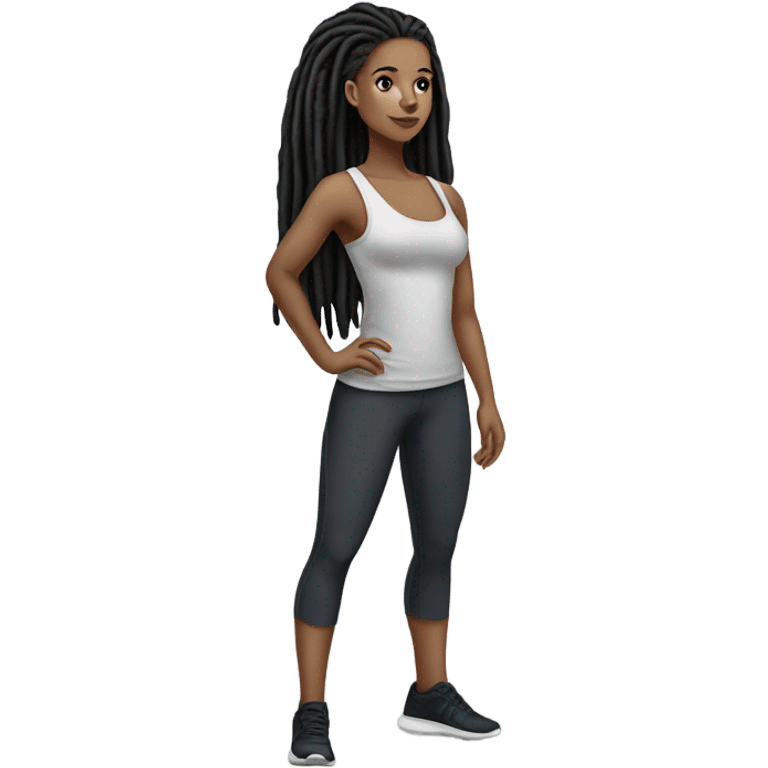 elegant light-skinned dark dreadlocks beauty full body exercising  emoji