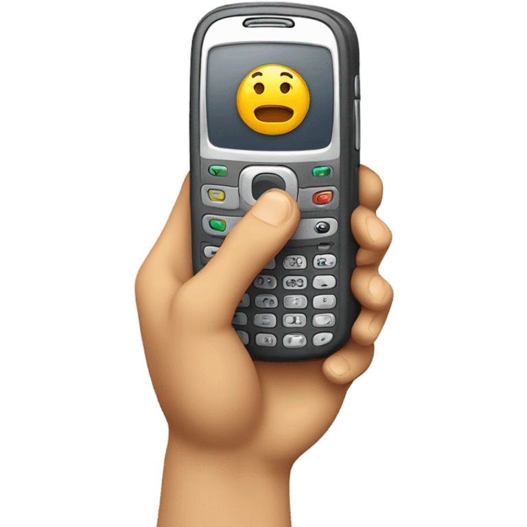 mobile phone with waving hand emoji