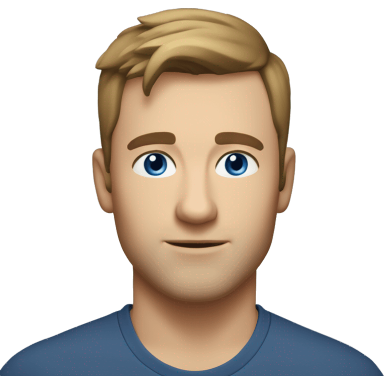 A head and shoulders shot of a 31 year old Caucasian man, with short brown hair,   with blue eyes wearing a t-shirt. emoji