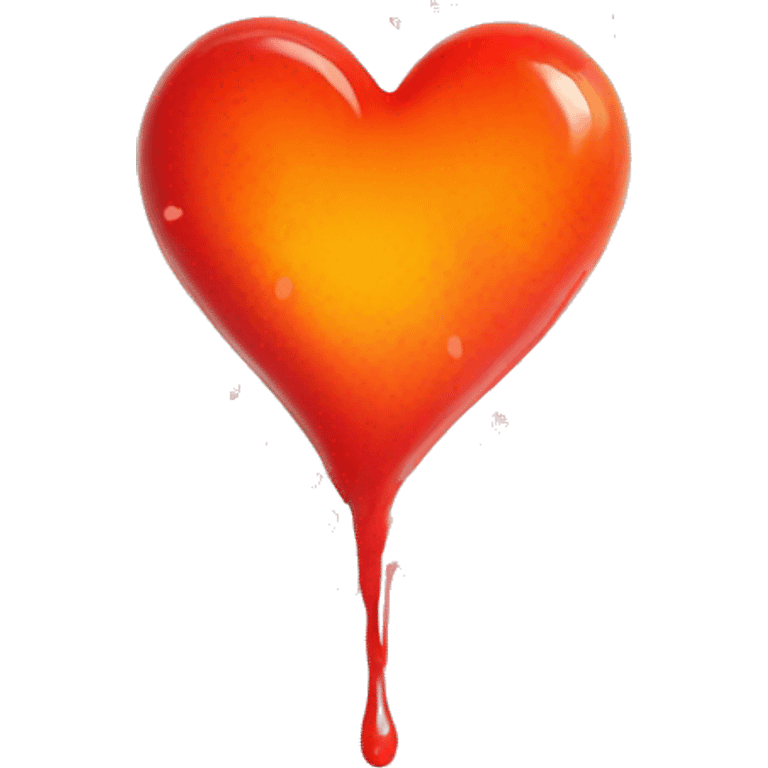 bleeding red heart glowing red-orange with splatter emoji