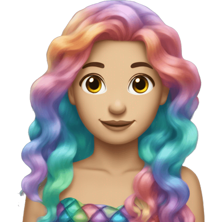 Mermaid rainbow hair Caucasian  emoji