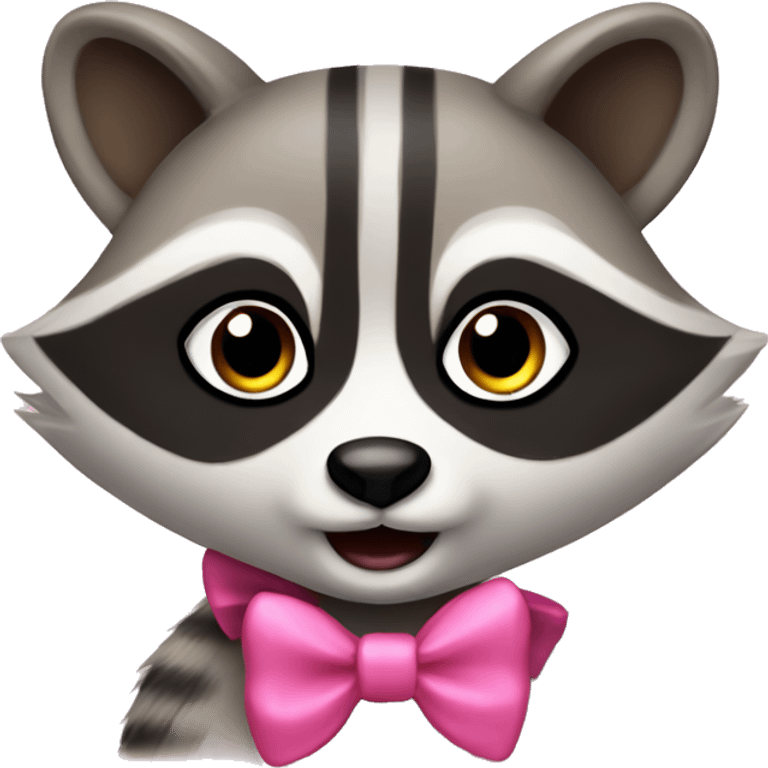 Female raccoon with a pink bow looking silly  emoji